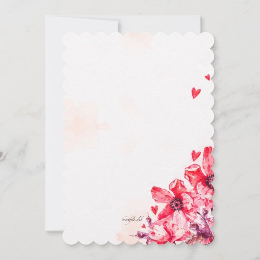 Karmozijnrood Bloemmotief Kaart (Achterkant)