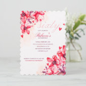 Karmozijnrood Bloemmotief Kaart (Staand voorkant)