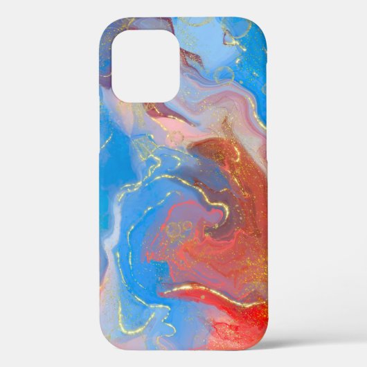 Karmozijnrood, Blush, Blauw en Goud Marmer Alcohol Case-Mate iPhone Case (Achterkant)