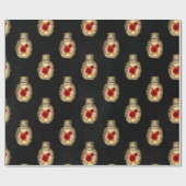 Karmozijnrood en Zwart Rood Heks Cadeaupapier (Vlak)