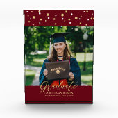 Karmozijnrood & Gouden Confetti Afstudeercadeau Fotoblokken (Voorkant)