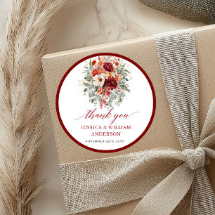 Karmozijnrood Herfst Burgundy Trouwsticker Ronde Sticker