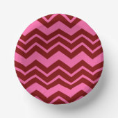 Karmozijnrood Roze Chevron Zigzag Design Papieren Kommen (Voorkant)