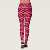 Karmozijnrood Roze Chevron Zigzag Ontwerp Leggings (Achterkant)