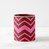 Karmozijnrood Roze Chevron Zigzag Ontwerp  Mok (Midden)