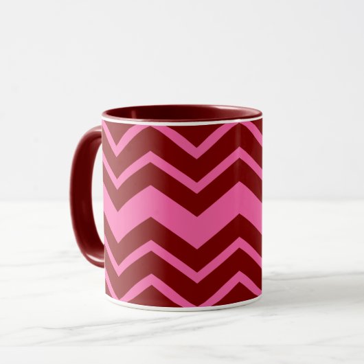 Karmozijnrood Roze Chevron Zigzag Ontwerp  Mok (Voorkant links)