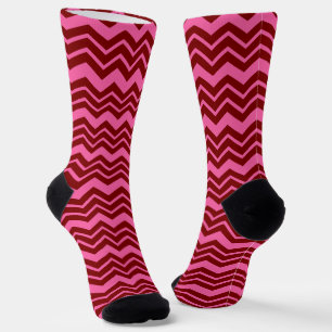 Karmozijnrood Roze Chevron Zigzag Ontwerp  Sokken