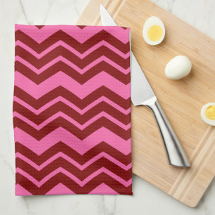 Karmozijnrood Roze Chevron Zigzag Ontwerp  Theedoek