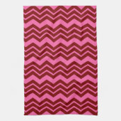 Karmozijnrood Roze Chevron Zigzag Ontwerp Theedoek (Verticaal)