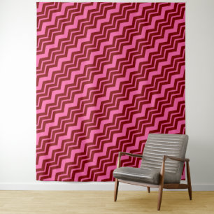 Karmozijnrood Roze Chevron Zigzag Ontwerp  Wandkleed