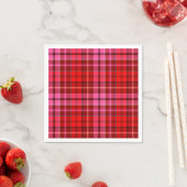 Karmozijnrood roze geruite tartan ontwerp  servet (Insitu)