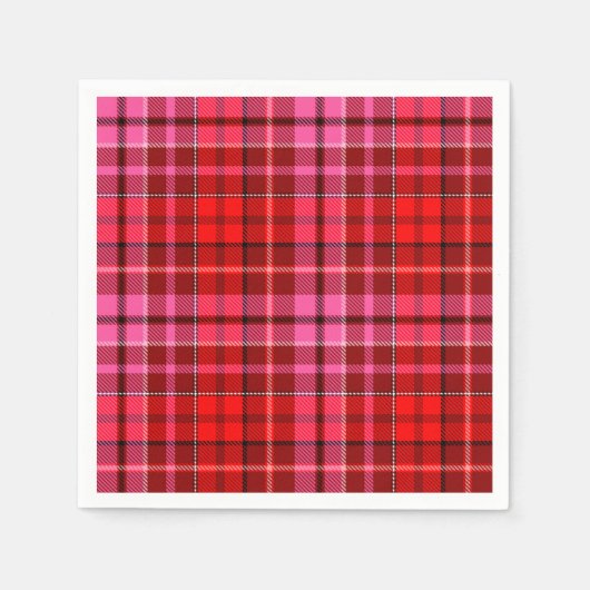 Karmozijnrood roze geruite tartan ontwerp  servet (Voorkant)