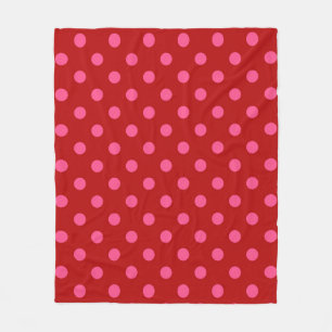 Karmozijnrood roze polka stippen ontwerp  fleece deken