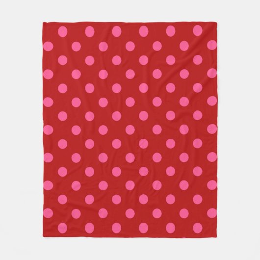 Karmozijnrood roze polka stippen ontwerp fleece deken (Voorkant)