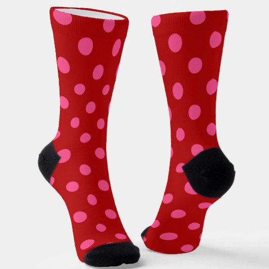 Karmozijnrood roze polka stippen ontwerp sokken