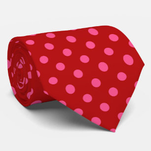 Karmozijnrood roze polka stippen ontwerp  stropdas
