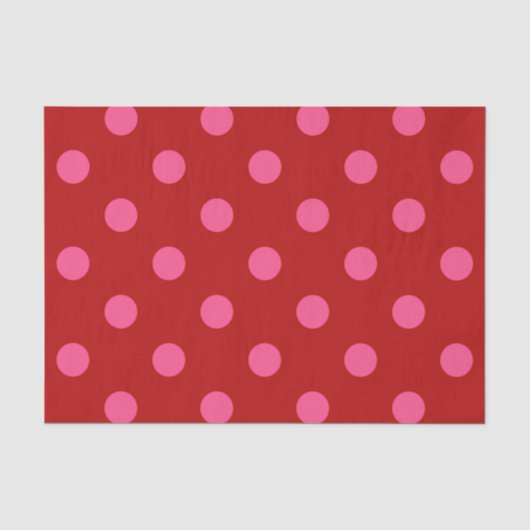 Karmozijnrood roze polka stippen ontwerp tissuepapier (Voorkant)