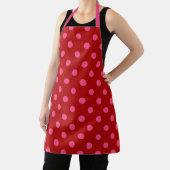 Karmozijnrood roze polkadot ontwerp schort (Insitu)