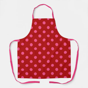 Karmozijnrood roze polkadot ontwerp schort