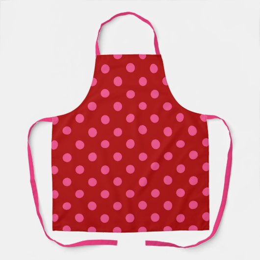 Karmozijnrood roze polkadot ontwerp schort (Voorkant)