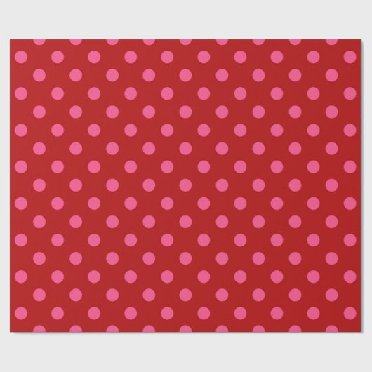 Karmozijnrood Roze Stippen Design  Cadeaupapier (Vlak)