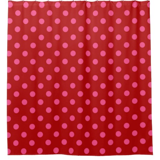 Karmozijnrood Roze Stippen Design  Douchegordijn (Voorkant)