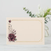 Karmozijnroos met gouden lijst Wit  Kaart (Staand voorkant)