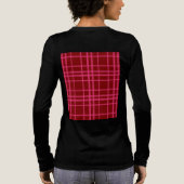 Karmozijnroze geruite rasterontwerp  Tri-Blend shirt (Achterkant)