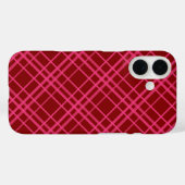 Karmozijnroze geruite ruitjespatroon ontwerp Case-Mate iPhone case (Achterkant (horizontaal))