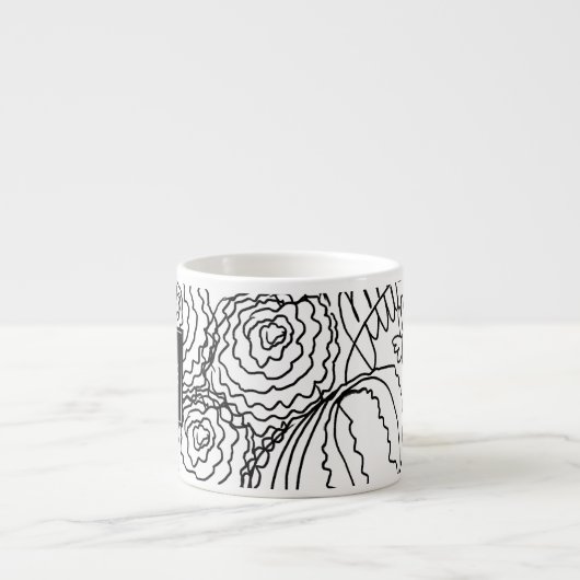 Karnaal Floral Hand Drawn Doodle Monogram Espresso Kop (Voorkant)