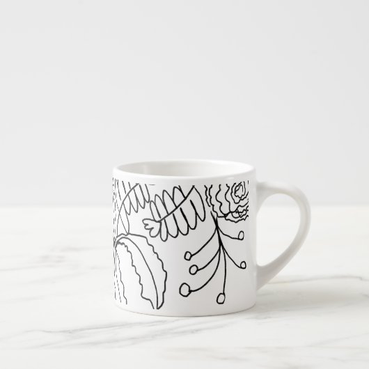 Karnaal Floral Hand Drawn Doodle Monogram Espresso Kop (Rechts)