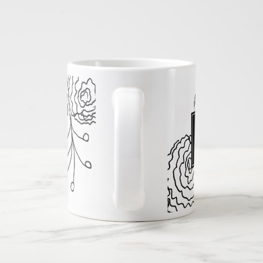 Karnaal Floral Hand Drawn Doodle Monogram Grote Koffiekop (Achterkant)