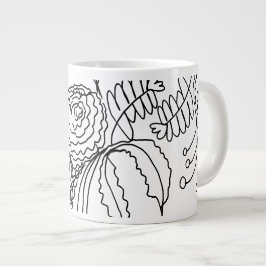 Karnaal Floral Hand Drawn Doodle Monogram Grote Koffiekop (Voorkant rechts)