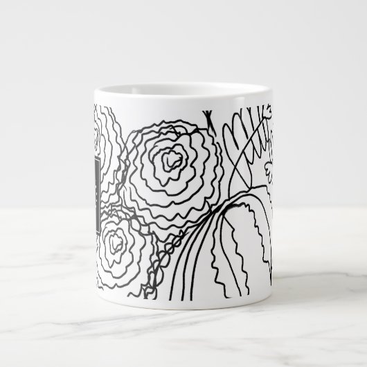 Karnaal Floral Hand Drawn Doodle Monogram Grote Koffiekop (Voorkant)