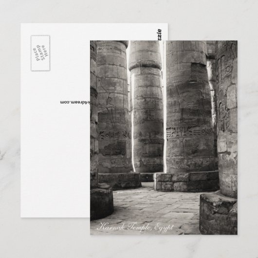Karnak Temple, Hieroglyphs, oud Egypte Briefkaart (Voorkant / Achterkant)