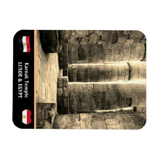 Karnak Temple & Hieroglyphs Pillars /Ancient Egypt Magneet (Horizontaal)