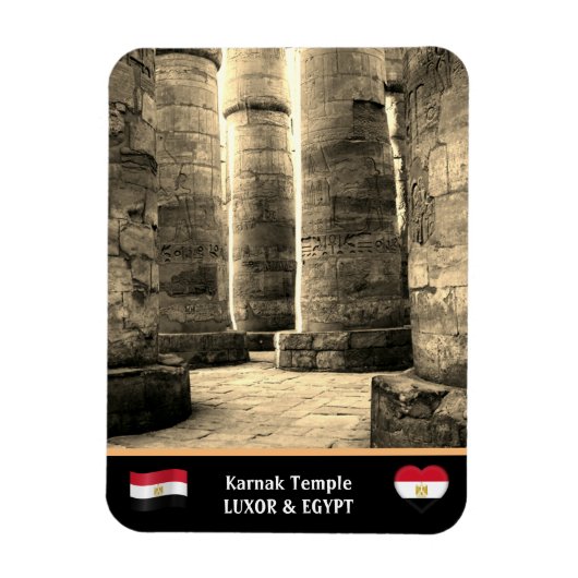 Karnak Temple & Hieroglyphs Pillars /Ancient Egypt Magneet (Verticaal)