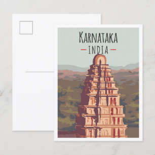 Karnataka India Art Vintage Travel Illustratie Briefkaart