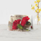 Karnaties op Brocade Birthday Kaart (Gele Bloem)