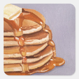Karnemelk Pannenkoeken Shortstack Ontbijt Schilder Vierkante Sticker