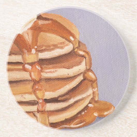 Karnemelk Pannenkoeken Shortstack Ontbijt Schilder Zandsteen Onderzetter (Voorkant)