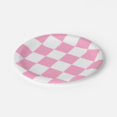 Karnenroze/wit gecheckt papieren bordje (Gekanteld)