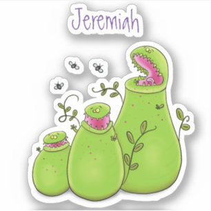 Karnivoren planten cartoon illustratie sticker
