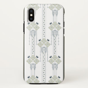 Karo bloemen en krullen patroon iPhone x hoesje