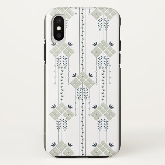 Karo bloemen en krullen patroon Case-Mate iPhone case (Achterkant)