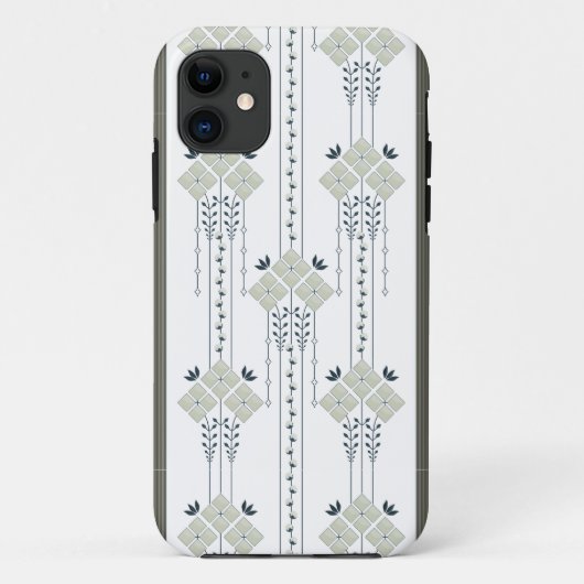 Karo bloemen en krullen patroon Case-Mate iPhone case (Achterkant)