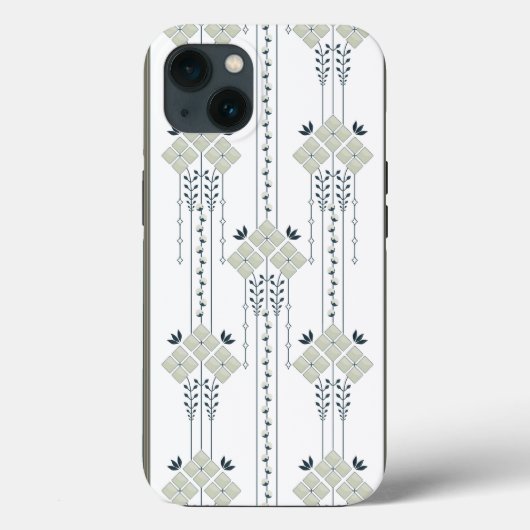 Karo bloemen en krullen patroon Case-Mate iPhone case (Achterkant)