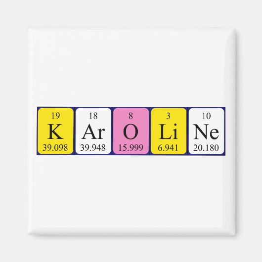 Karoline periodieke tabelnaam magnet (Voorkant)