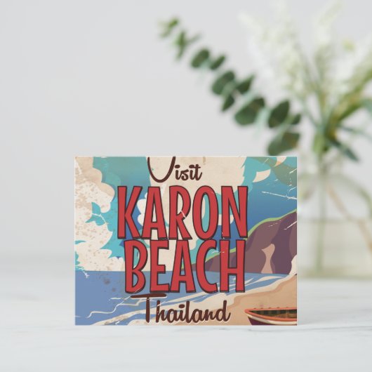Karon Beach thailand vintage poster Briefkaart (Staand voorkant)