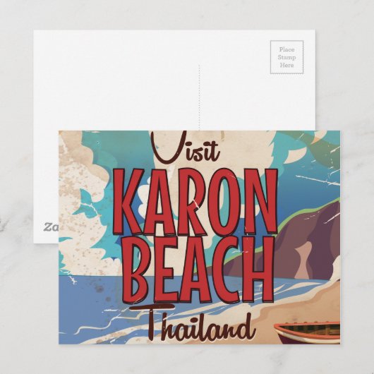 Karon Beach thailand vintage poster Briefkaart (Voorkant / Achterkant)